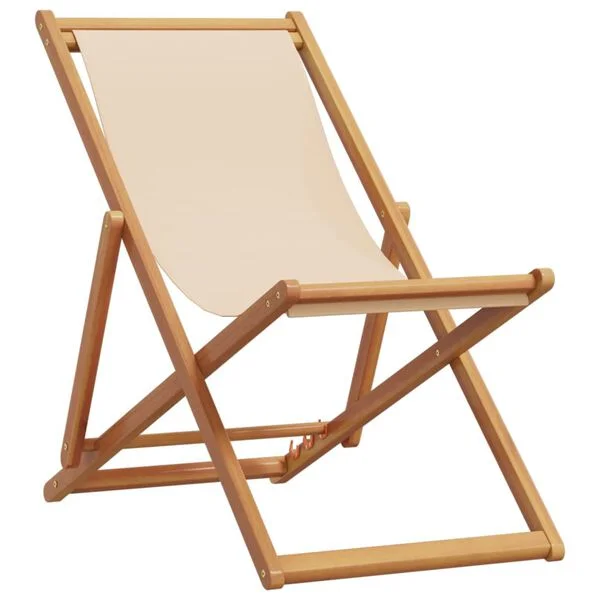 vidaXL Klappstuhl Beige Massivholz Eukalyptus und Stoff