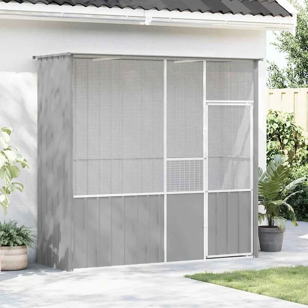 vidaXL Voliere Grau 215x78x200 cm Verzinkter Stahl