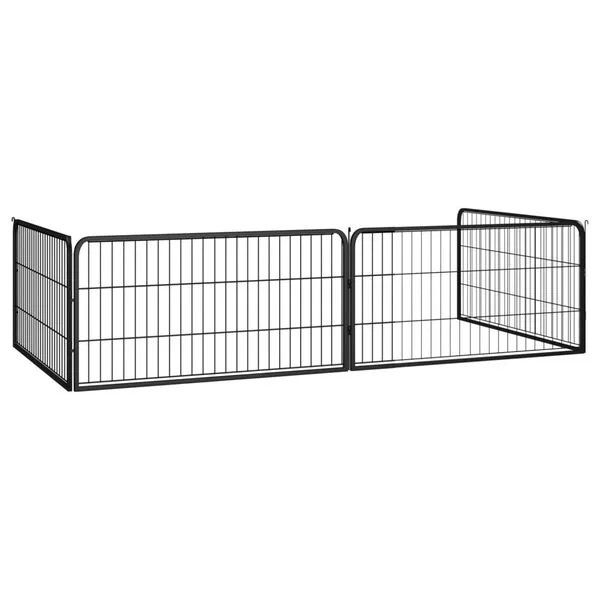 vidaXL 4-tlg. Hundelaufstall Schwarz 100x50cm Stahl Pulverbeschichtung