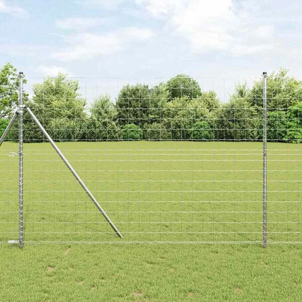 vidaXL Bodenmontierter Euro-Zaun 10 x 1, 6 m Verzinkter Stahl Silber