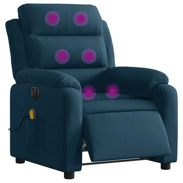 vidaXL Massagesessel Elektrisch Blau Samt