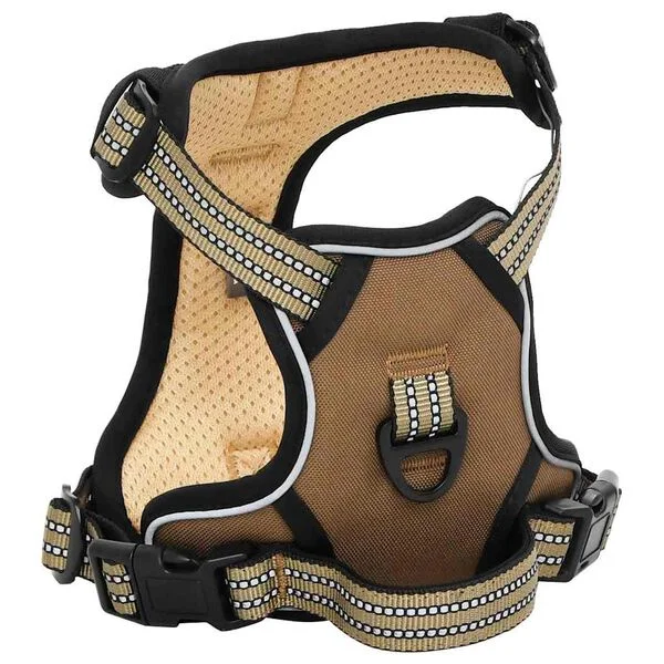 vidaXL Hundegeschirr mit Leine & Halsband Verstellbar Braun L