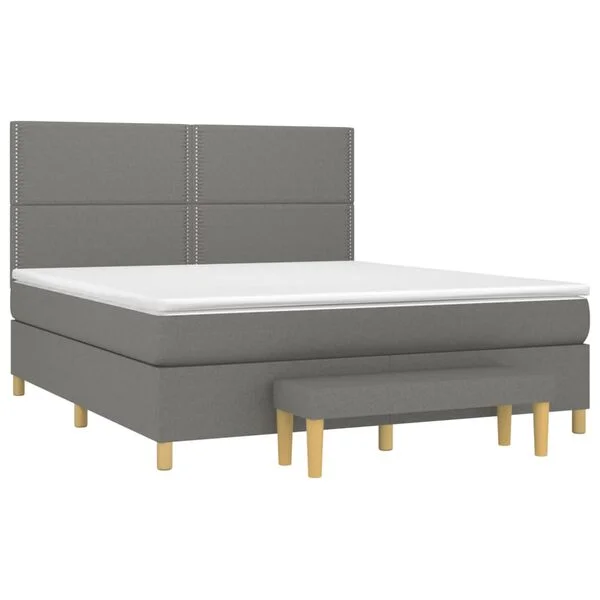 vidaXL Boxspringbett mit Matratze Dunkelgrau 180x200 cm Stoff