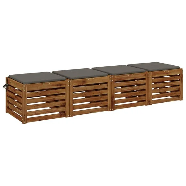 vidaXL 4-teilige Sitzkissen SOEST 4 stk. 100 % Polyester Grau