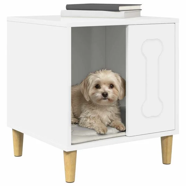 vidaXL Hundehütte Glänzend Weiß 44 x 42 x 49 cm Holzwerkstoff