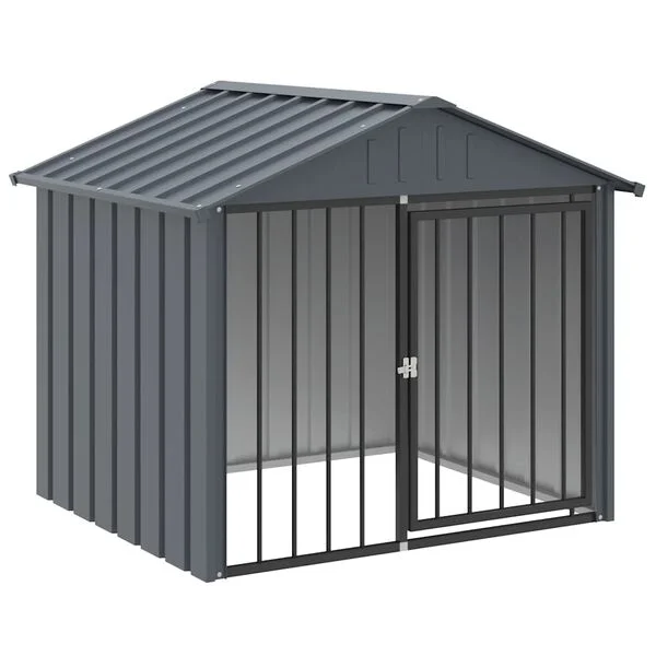 vidaXL Hundehütte mit Dach Schwarz 117x103x102 cm Verzinkter Stahl