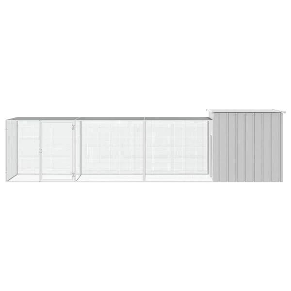 vidaXL Hühnerkäfig Grau 400x91x100 cm Verzinkter Stahl