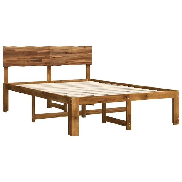 vidaXL Doppelbettgestell mit Kopfteil ROSTOCK Natur 150 x 200 cm