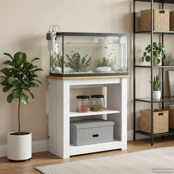 vidaXL Aquariumständer PANAMA Weiß und Braun 60 x 30 x 60 cm 150 kg