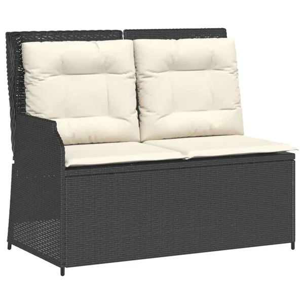 vidaXL 5-tlg. Garten-Lounge-Set mit Kissen Schwarz Poly Rattan