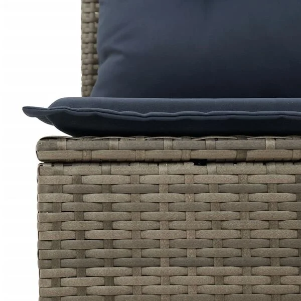 vidaXL 10-teiliges Gartensofa-Set mit Kissen, grau, Polyrattan