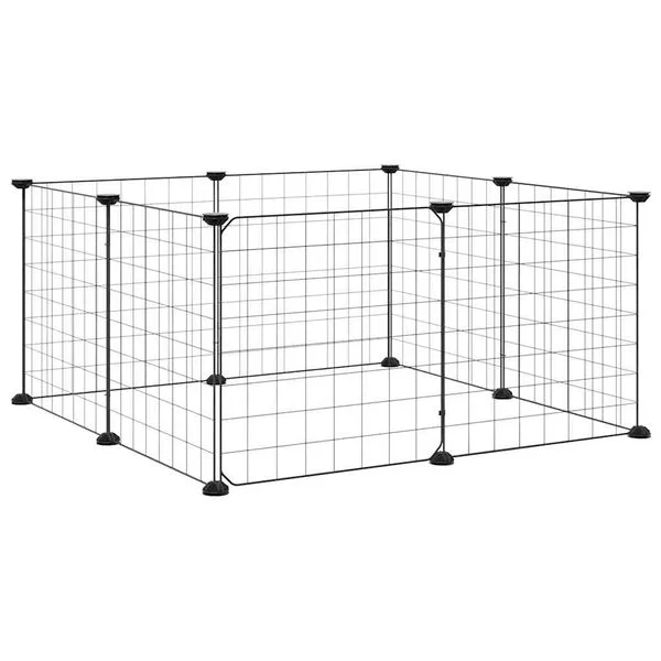 vidaXL 8-Panel-Haustierkäfig mit Tür Schwarz 70x70x35 cm Stahl