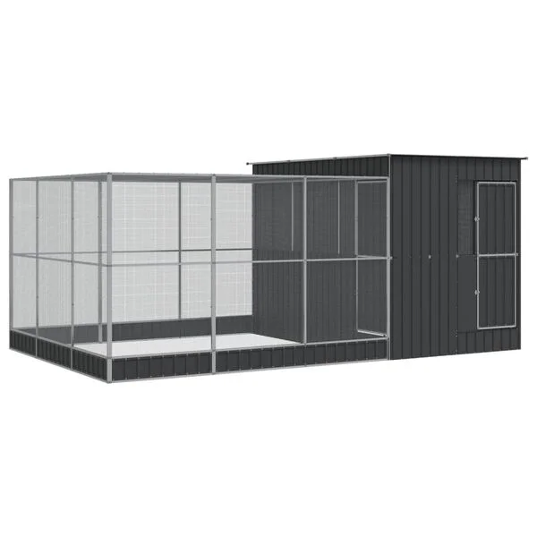 vidaXL Voliere mit Erweiterung Silbern 497x303x216 cm Stahl