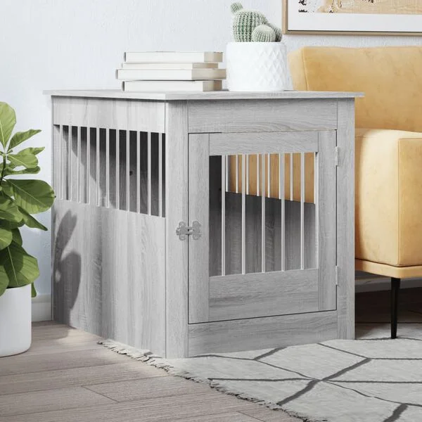 vidaXL Hundekäfig im Möbelstil Grau Sonoma 64, 5x80x71 cm Holzwerkstoff