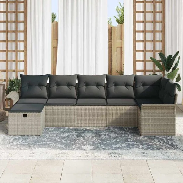 vidaXL Gartensofa-set 7 stk. Poly Rattan