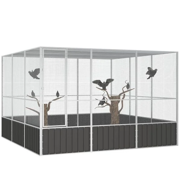 vidaXL Vogelkäfig Anthrazit 302, 5x324, 5x211, 5 cm Verzinkter Stahl