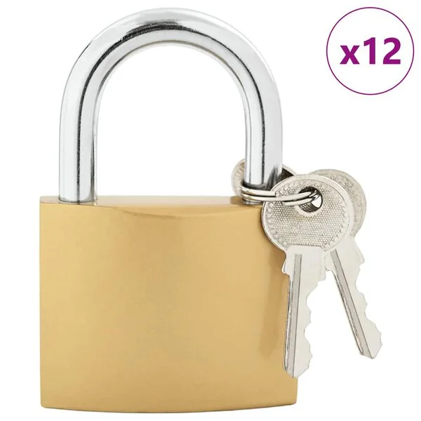 vidaXL U Schloss mit Schlüsseln 12 Stk. Messing Eisen