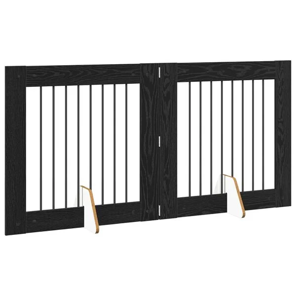 vidaXL Klappbares Hundetor mit Ständern 2 stk. Schwarz Eichen-Optik