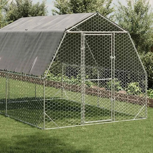 vidaXL Hühnerstall mit Dach 2, 5x4x2, 25 m Verzinkter Stahl