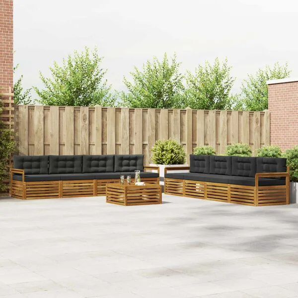 vidaXL Outdoor-Sofagarnitur 9 stk. Natur und Anthrazit