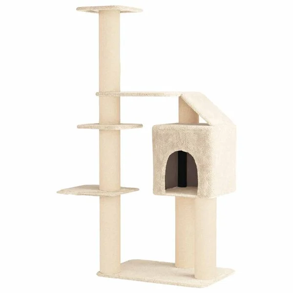 vidaXL Katzennbaum mit Sisal-Kratzsäulen Creme 183 cm