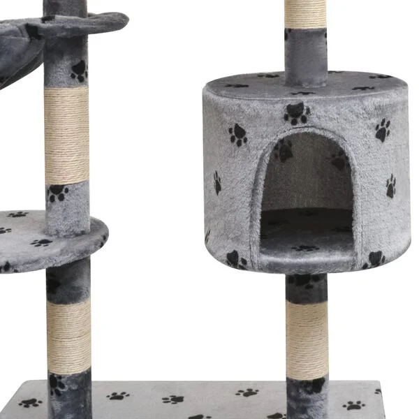 vidaXL Katzen-Kratzbaum 125 cm Grau mit Pfoten-Aufdruck
