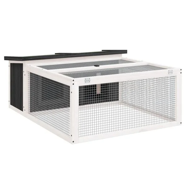 vidaXL Kaninchenstall Grau 117, 5x97x47, 5 cm Massivholz Kiefer