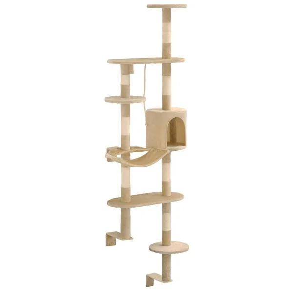 vidaXL Wandkratzbaum mit Sisal-Kratzsäulen 194 cm Beige