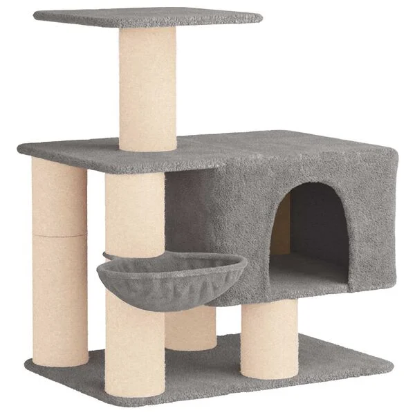 vidaXL Katzennbaum mit Sisal-Kratzsäulen Hellgrau 96 cm