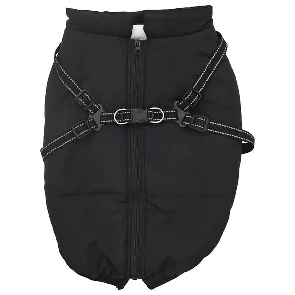 vidaXL Hundemantel mit Geschirr Wasserdicht Reflektierend Schwarz L48