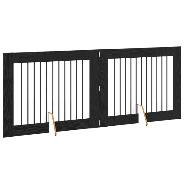vidaXL Klappbares Hundetor mit Ständern 2 stk. Schwarz Eichen-Optik