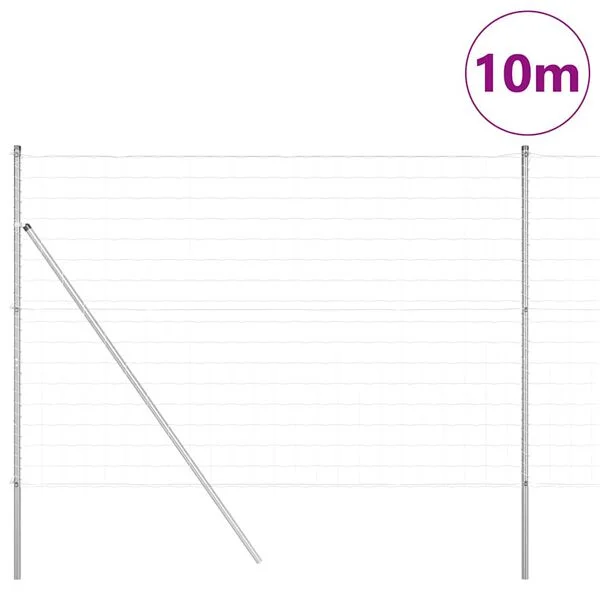 vidaXL Bodenmontierter Euro-Zaun 10 x 1, 6 m Verzinkter Stahl Silber