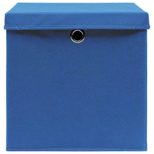 vidaXL Aufbewahrungsboxen mit Deckeln 4 Stk. Blau 32x32x32 cm Stoff