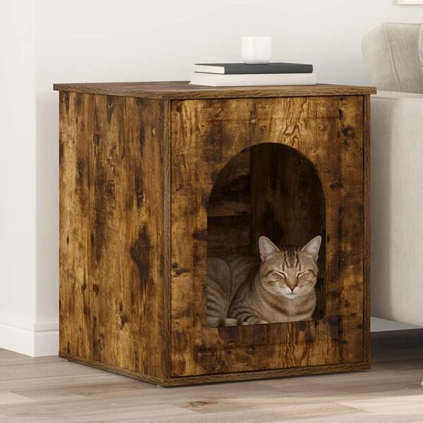 vidaXL Katzenhaus Räuchereiche 53 x 52 x 62 cm Holzwerkstoff