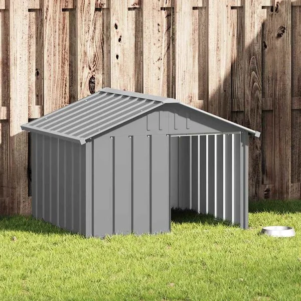 vidaXL Hundehütte Grau 116, 5x103x81, 5 cm Verzinkter Stahl