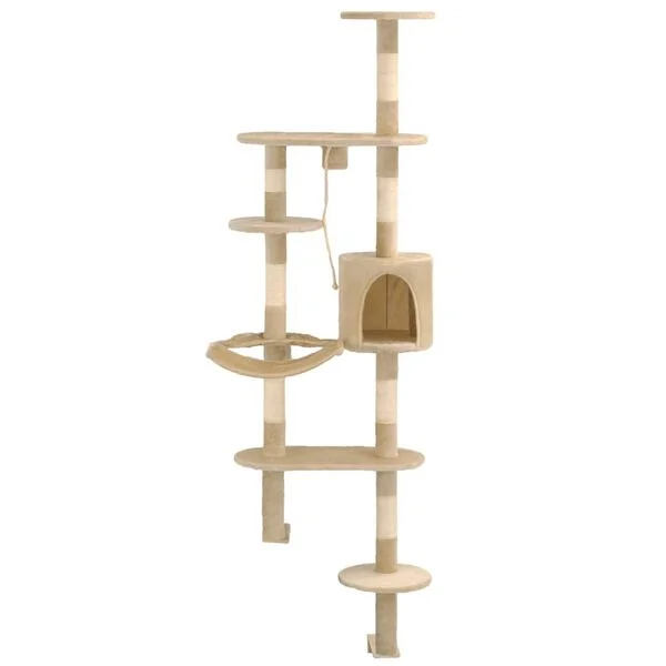 vidaXL Wandkratzbaum mit Sisal-Kratzsäulen 194 cm Beige