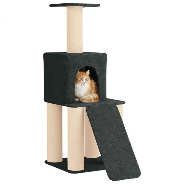 vidaXL Katzennbaum mit Sisal-Kratzsäulen Dunkelgrau 146 cm