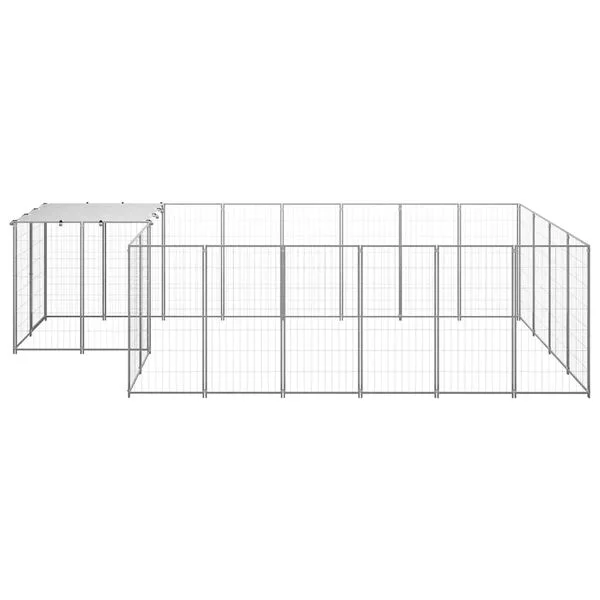 vidaXL Hundezwinger Silbern 8, 47 m² Stahl