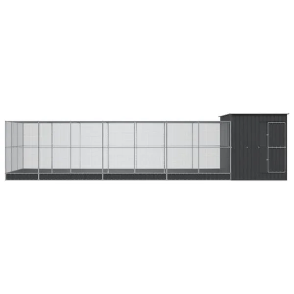 vidaXL Voliere mit Erweiterung Silbern 911x303x216 cm Stahl
