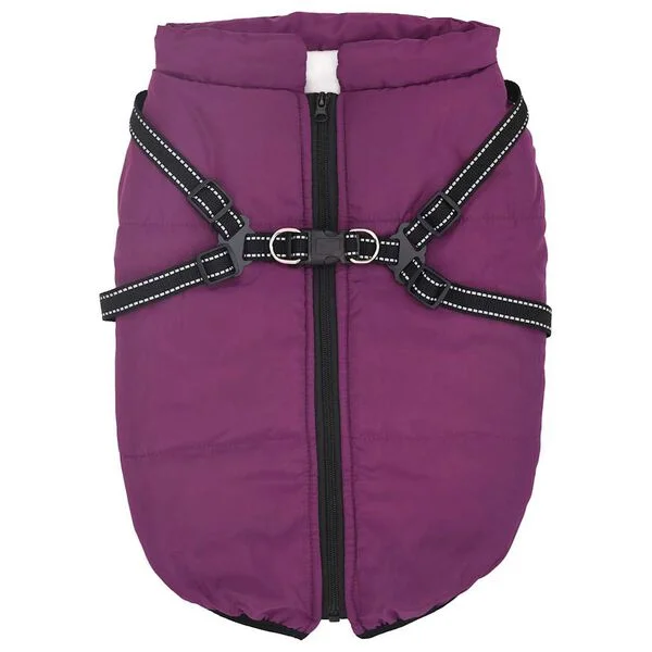 vidaXL Hundemantel mit Geschirr Wasserdicht Reflektierend Lila L48