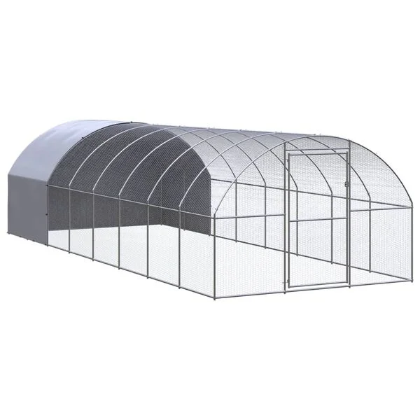 vidaXL Outdoor-Hühnerstall 3x8x2 m Verzinkter Stahl