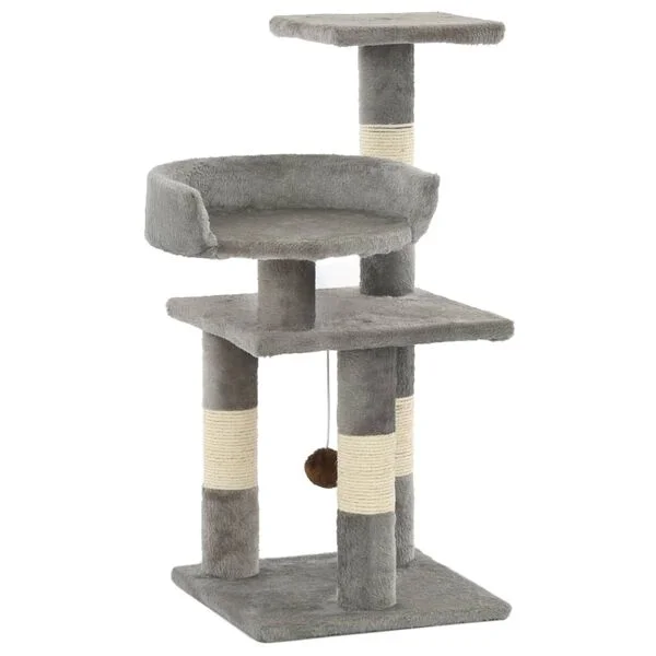 vidaXL Katzen-Kratzbaum mit Sisal-Kratzsäulen 65 cm Grau