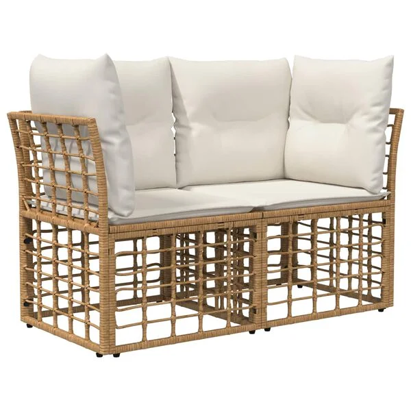 vidaXL Gartensofa-set 8 stk. Natürlich und Cremweiß Poly-Rattan