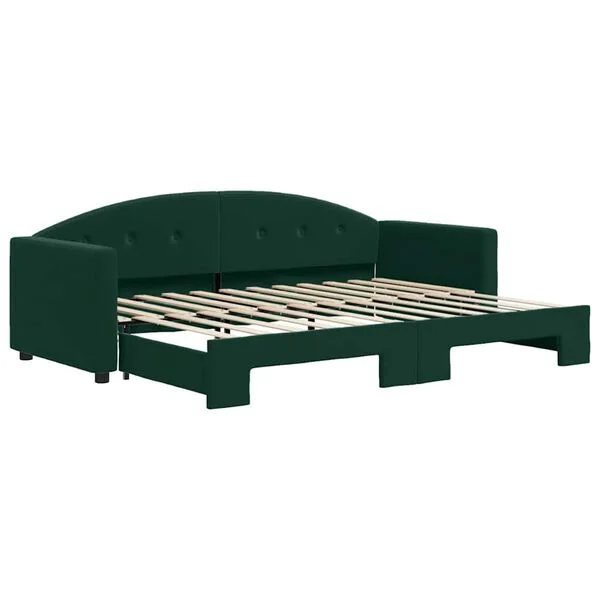 vidaXL Tagesbett Ausziehbar Dunkelgrün 80x200 cm Samt