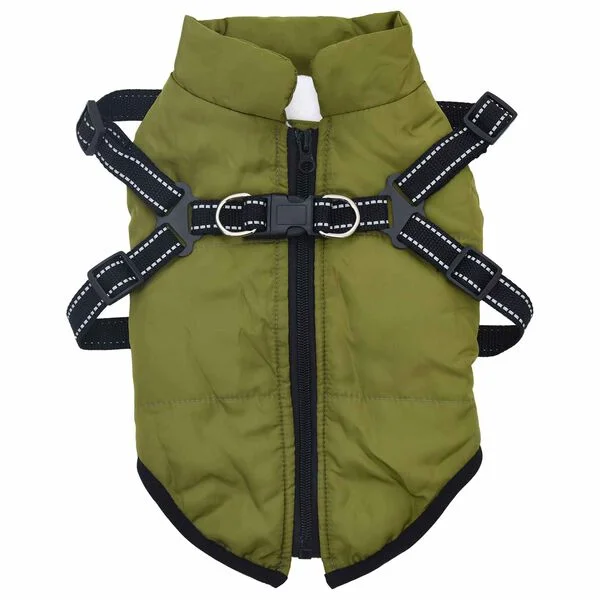 vidaXL Hundemantel Olivegrün L32 Fleece und Polyester
