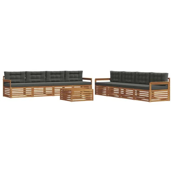 vidaXL Outdoor-Sofagarnitur 9 stk. Natur und Anthrazit