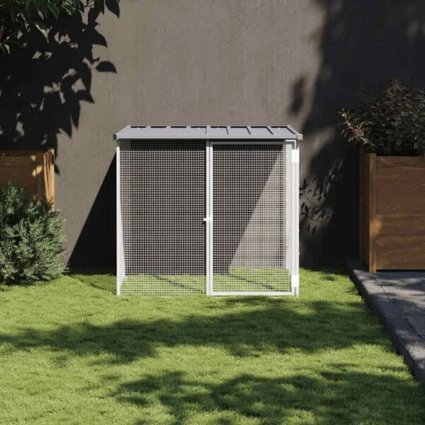 vidaXL Hühnerkäfig mit Dach Hellgrau 103x98x90 cm Verzinkter Stahl