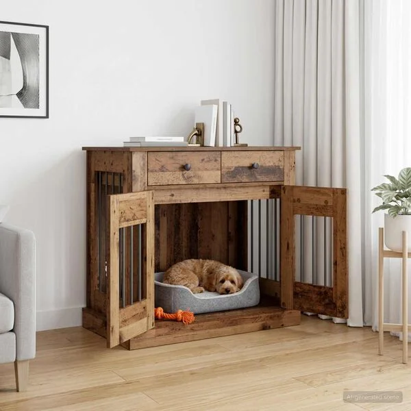 vidaXL Hundekäfigmöbel Altholz 90 x 47, 5 x 80 cm Holzwerkstoff