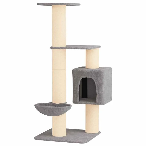 vidaXL Katzennbaum mit Sisal-Kratzsäulen Hellgrau 137 cm