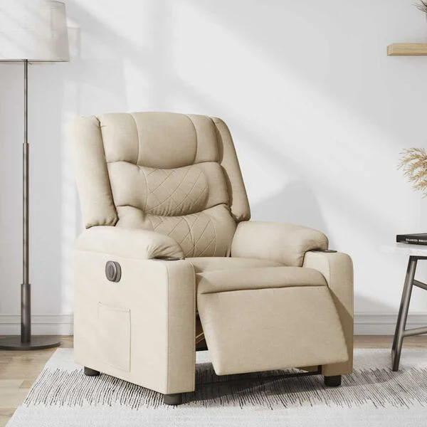 vidaXL Relaxsessel Elektrisch Creme Stoff